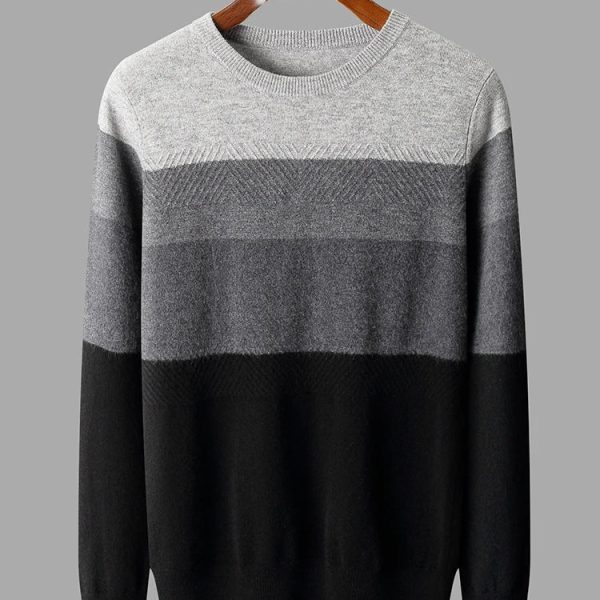 Spring and Autumn  Wool Sweater Men's Knitted Round Neck Pullover